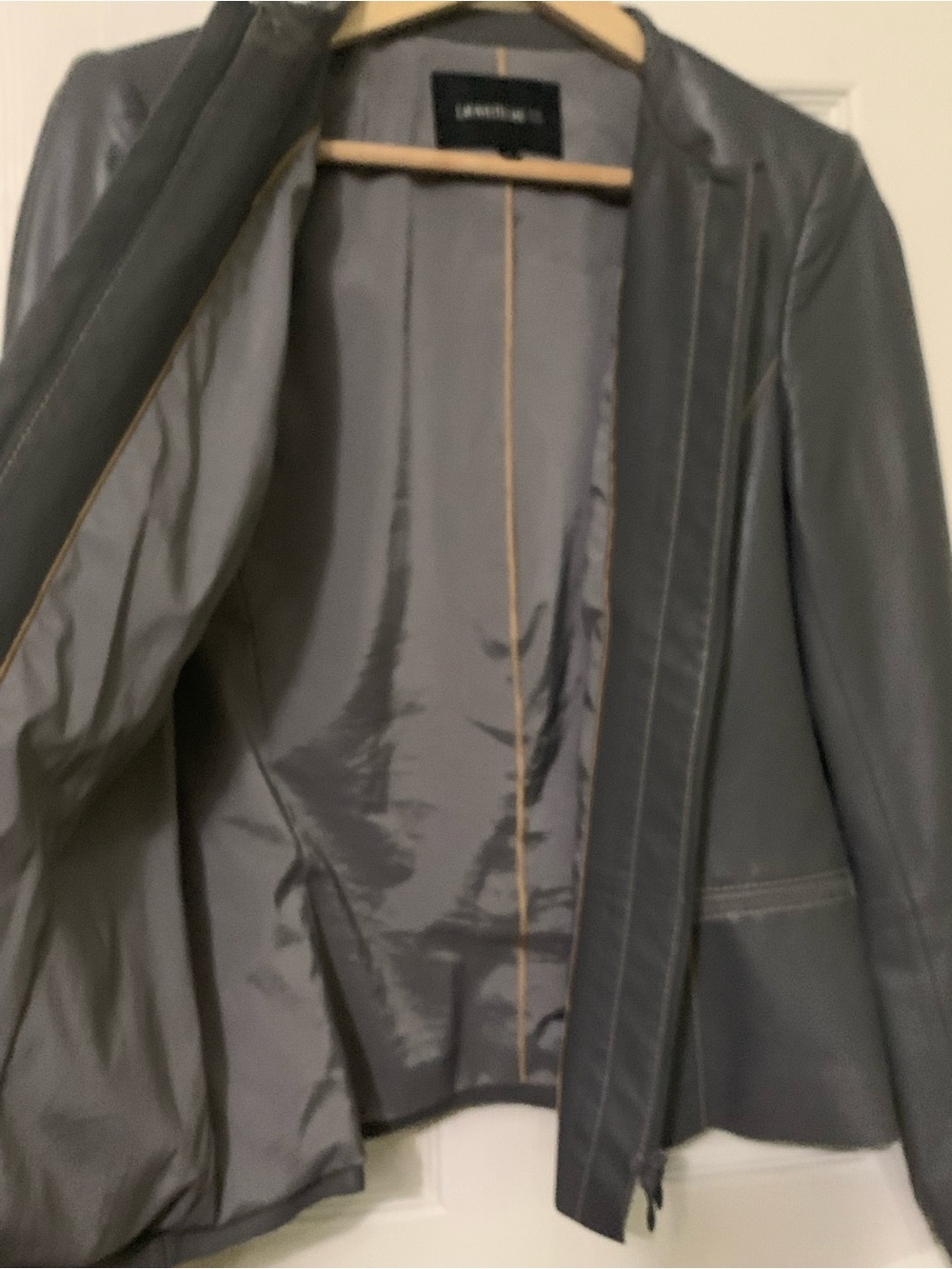 Lafayette 148 Butter Soft 100% Gray Leather Jacket size 8 - Picture 6 of 12